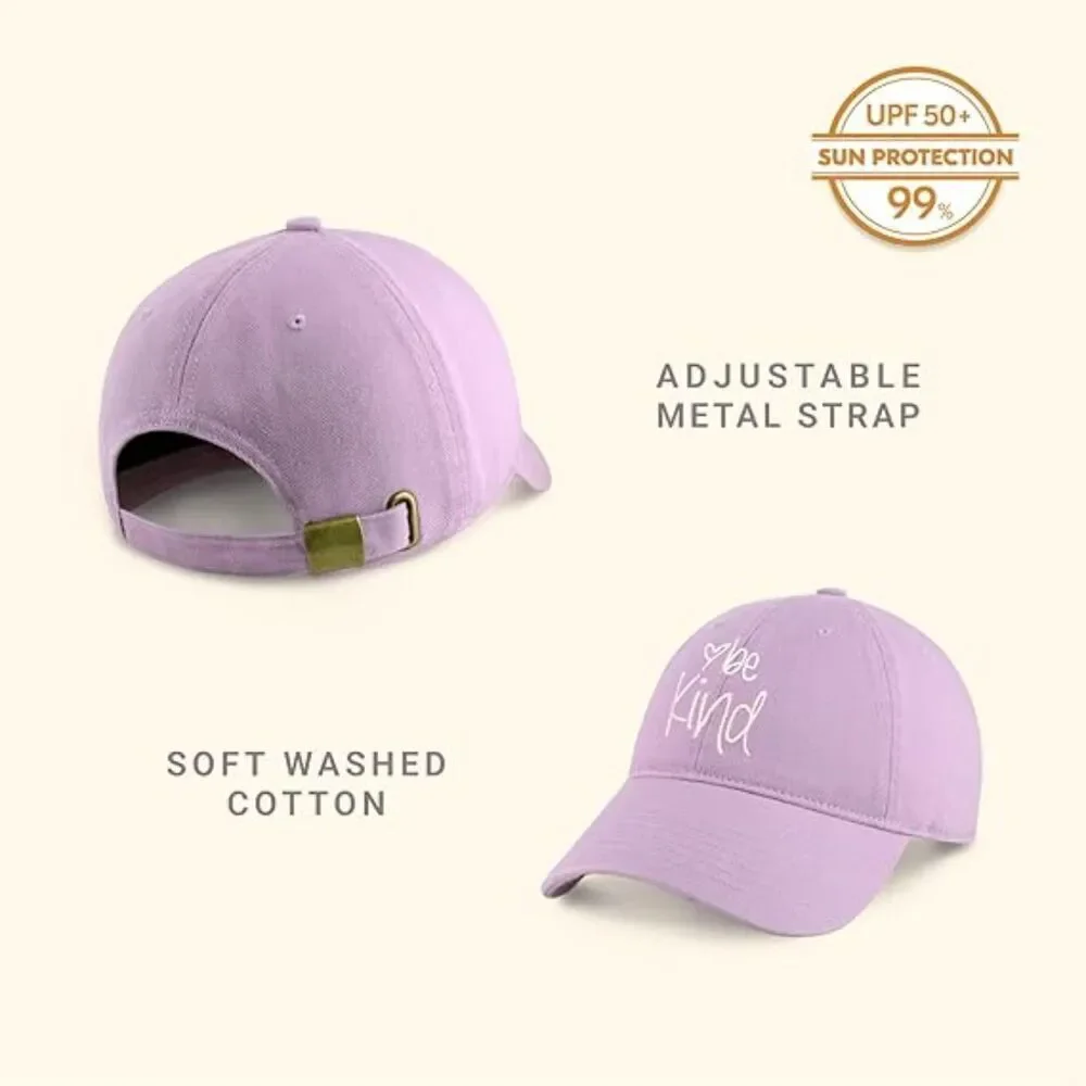 Unisex Lilac 100% Cotton Be Kind Embroidered Adjustable Classic Baseball Caps